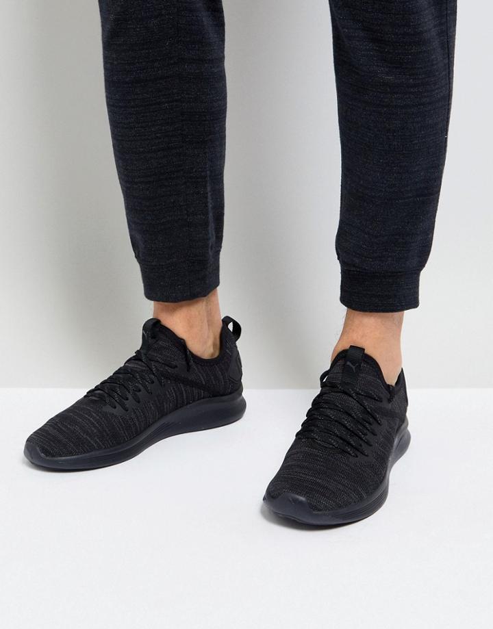 Puma Ignite Flash Evo Knit Sneakers In Black 19050805 - Black