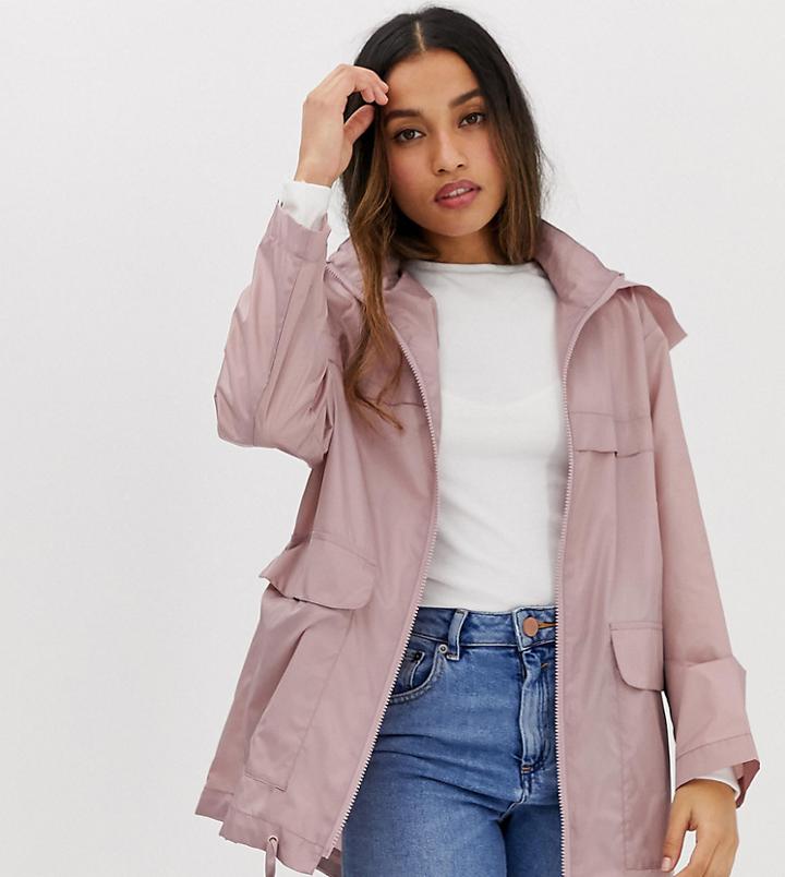 Asos Design Petite Pac A Mac Jacket - Pink