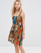 Anmol Printed Beach Dress With Open Back - Multi
