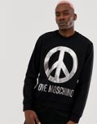 Love Moschino Sweatshirt With Peace Logo - Black