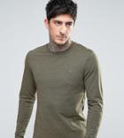 Farah Twisted Yarn Long Sleeve T-shirt In Green Marl - Green