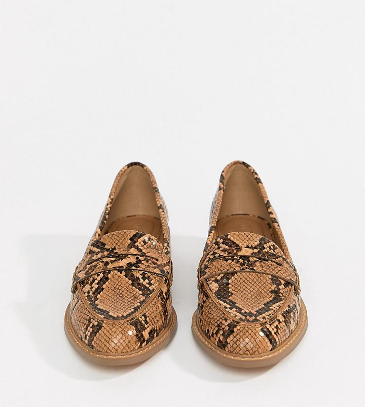 Asos Design Munch Loafer Flat Shoes In Snake-multi