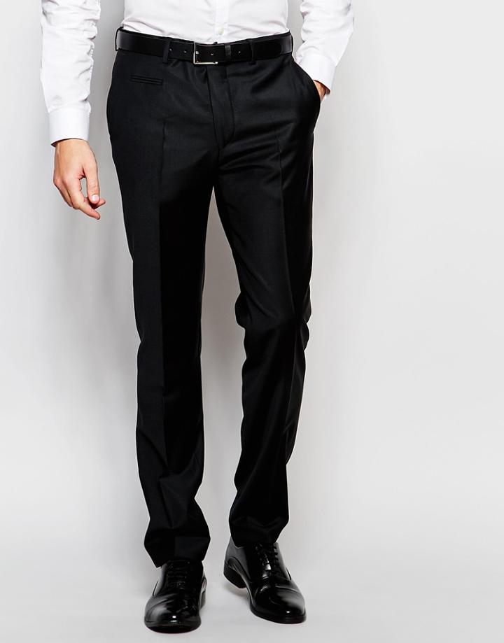 Number Eight Savile Row Wool Mix Pants With Stretch In Slim Fit - Black