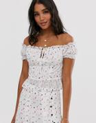 Unique21 Mixed Heart Print Bardot Crop Top-white
