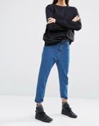 Liquor & Poker Slim Mom Jeans - Mid Wash Blue