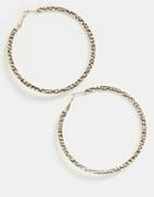 Asos Design Hoop Earrings In Sleek Hammered Design In Gold - Gold