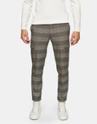 Topman Stretch Skinny Cargo Pants In Neutral Check-multi