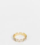 Asos Design Curve 14k Gold Plated Ring With Baguette Crystals