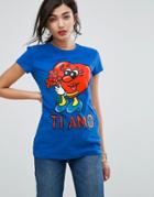 Love Moschino Ti Amo Printed T-shirt - Blue