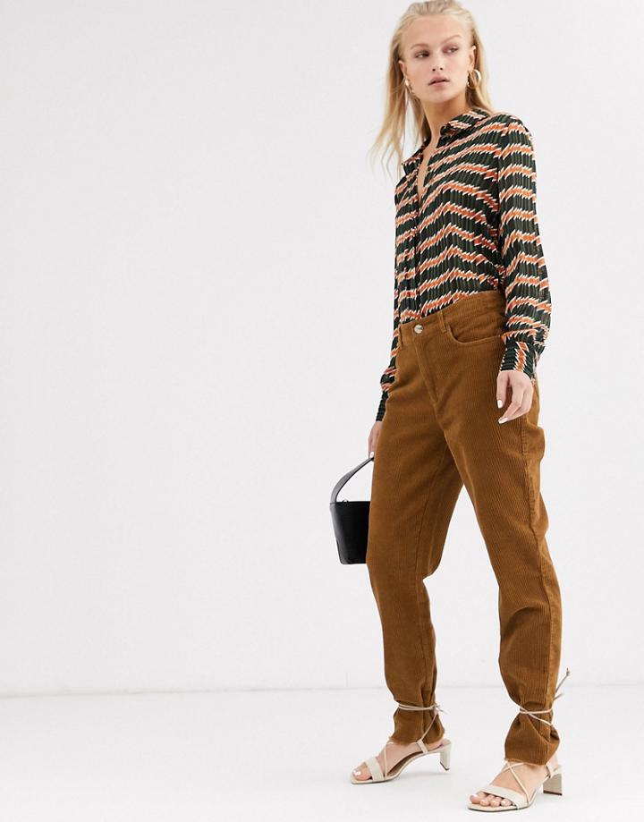Only Straight Leg Cord Pants-brown