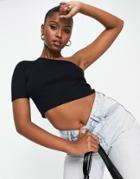 Na-kd One Shoulder Knit Top In Black