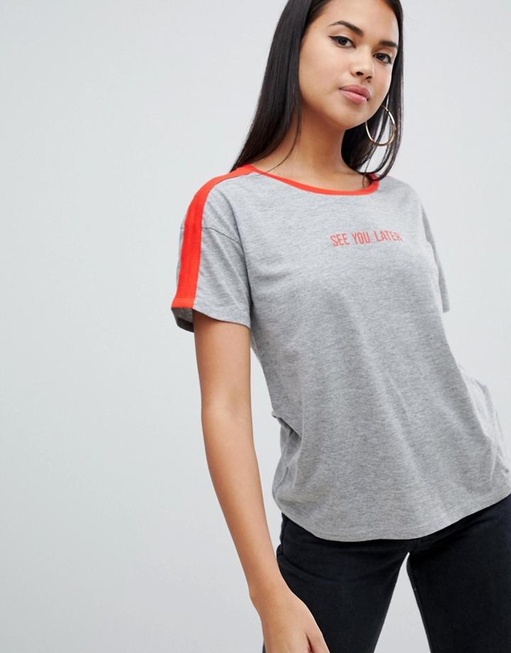 Noisy May See You Later Slogan T-shirt - Gray