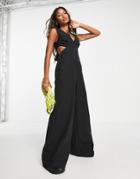 Topshop Sleeveless Jumpsuit In Black