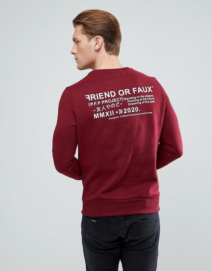 Friend Or Faux Project Back Print Sweater - Red