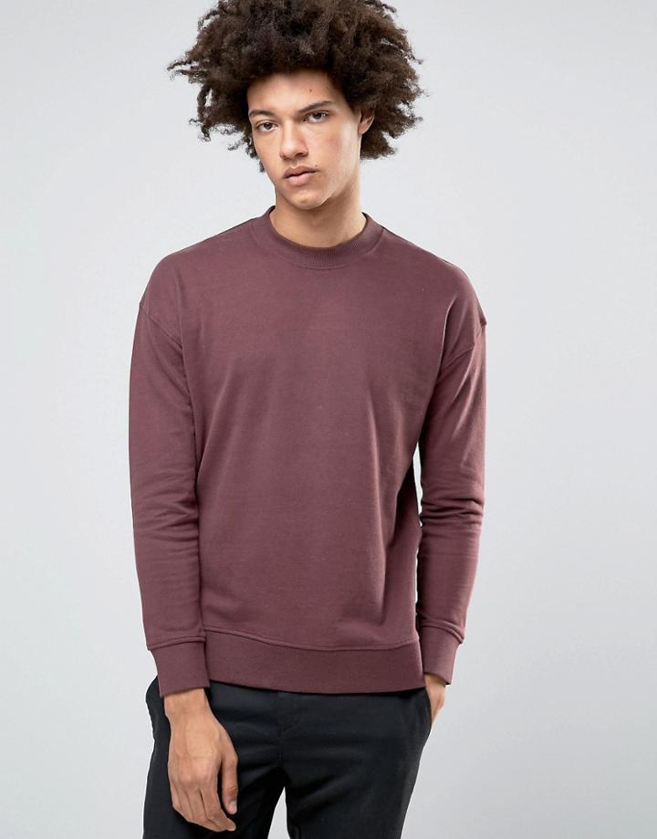 Selected Homme Dropped Shoulder Brushed Sweatshirt - Brown