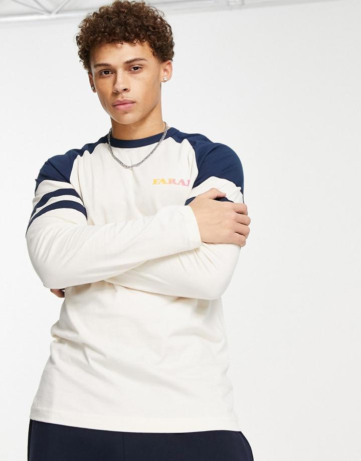 Farah Long Sleeve T-shirt In Cream-white