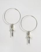 Asos Statement Charm Hoop Earrings - Cream