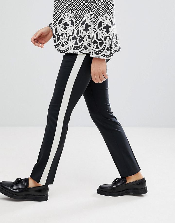 Noose & Monkey Super Skinny Pants In With Metallic Stripe - Black
