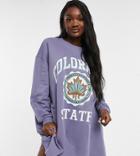 Asos Design Tall Mini Sweatshirt Dress In Slate Gray With Colorado Print-grey