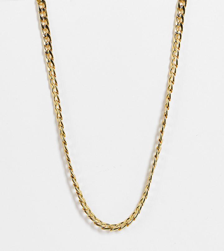 Asos Design 14k Gold Plated Necklace In Curb Chain