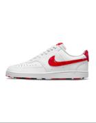 Nike Court Vision Low Leather Sneakers In White/red