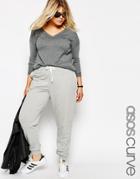 Asos Curve Sweat Pant With Contrast Tie - Gray Marl