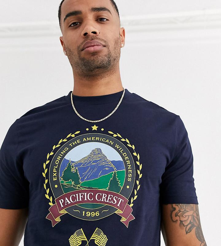 Asos Design Tall T-shirt With City Print-navy