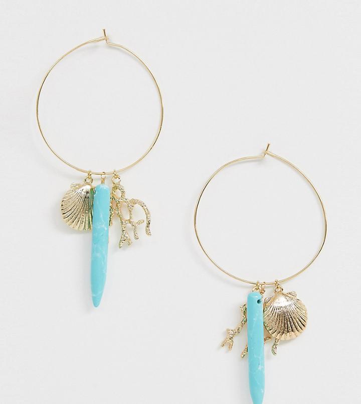 Orelia Gold Plated Seafoam Cluster Hoop Earrings - Gold