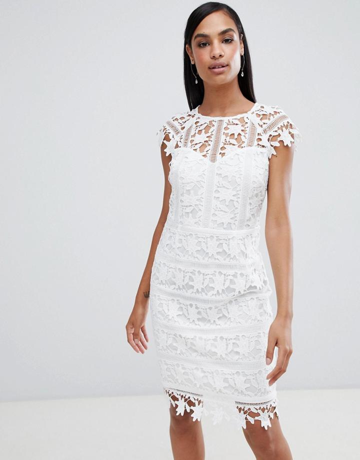 Lipsy Crochet Lace Shift Dress-white