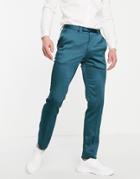 Twisted Tailor Suit Pants In Green Satin