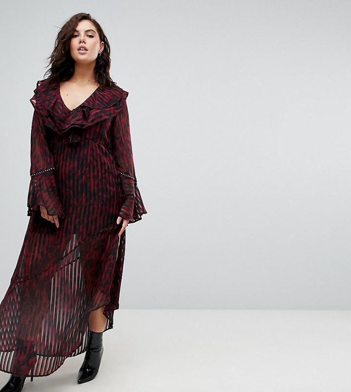 Religion Plus Maxi Dress In Leopard - Red