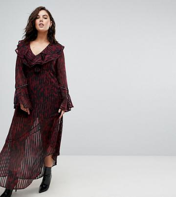 Religion Plus Maxi Dress In Leopard - Red