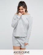 Asos Curve Lounge Pom Pom Sweatshirt - Gray
