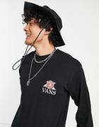 Vans Rose Back Print Long Sleeve T-shirt In Black