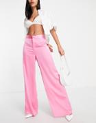 Style Cheat Wide Leg Satin Pants In Pink - Part Of A Set