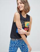 Wrangler X Peter Max Drop Arm Cosmic Print Tank - Black