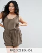 Diya Romper With Lace Trim And Tie Waist - Green