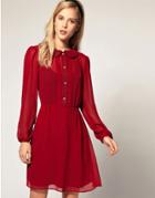 Asos Special Button Chiffon Dress - Navy