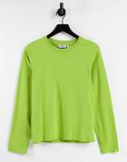 Weekday Alanis Organic Cotton Long Sleeve T-shirt In Lime Green