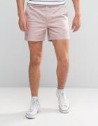 Asos Slim Chino Shorts In Shorter Length In Pink - Pink