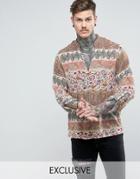Reclaimed Vintage Inspired Overhead Paisley Shirt In Reg Fit - Stone