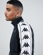 Kappa Zip Through Track Jacket With Large Logo Taping In Black - Black