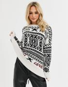 Asos Design Mono Oversized Ski Sweater-multi