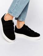 Pieces Siri Black Suede Velcro Sneakers - Black