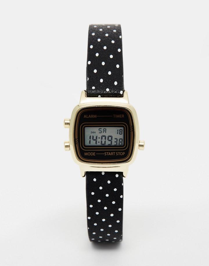 Asos Digital Polka Dot Watch - Black