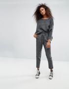Only Check Drawstring Pants - Black