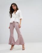 Prettylittlething Flared Frill Pants - Pink