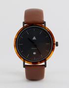Asos Watch With Tort Acetate Case And Brown Strap - Brown