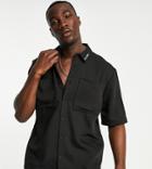 Collusion Short Sleeve Boxy Shirt In Black - Part Of A Set