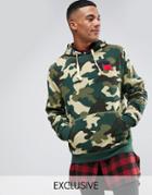 Russell Athletic Camo Hoodie With Chenille Logo - Green
